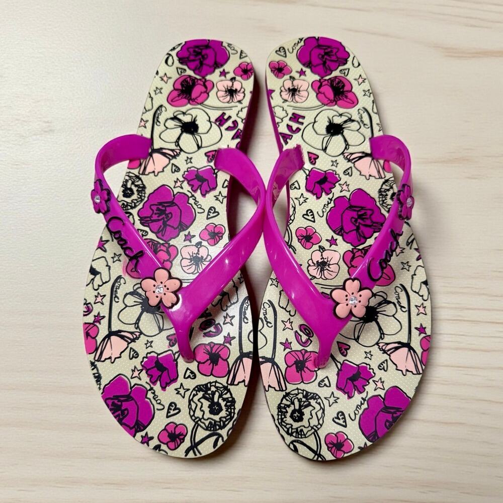 Y2K Coach Q1516 Camela Poppy Floral Thong Sandal Size 6B - Picture 2 of 13